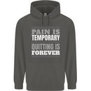 Pain Is Temporary Gym Quote Bodybuilding Childrens Kids Hoodie Storm Grey