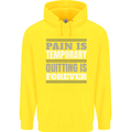 Pain Is Temporary Gym Quote Bodybuilding Childrens Kids Hoodie Yellow