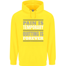 Pain Is Temporary Gym Quote Bodybuilding Childrens Kids Hoodie Yellow