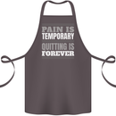 Pain Is Temporary Gym Quote Bodybuilding Cotton Apron 100% Organic Dark Grey