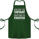 Pain Is Temporary Gym Quote Bodybuilding Cotton Apron 100% Organic Forest Green
