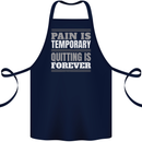 Pain Is Temporary Gym Quote Bodybuilding Cotton Apron 100% Organic Navy Blue