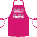 Pain Is Temporary Gym Quote Bodybuilding Cotton Apron 100% Organic Pink