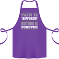 Pain Is Temporary Gym Quote Bodybuilding Cotton Apron 100% Organic Purple