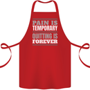 Pain Is Temporary Gym Quote Bodybuilding Cotton Apron 100% Organic Red