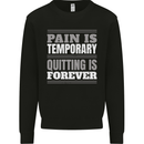 Pain Is Temporary Gym Quote Bodybuilding Kids Sweatshirt Jumper Black