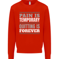 Pain Is Temporary Gym Quote Bodybuilding Kids Sweatshirt Jumper Bright Red