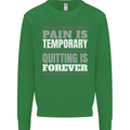 Pain Is Temporary Gym Quote Bodybuilding Kids Sweatshirt Jumper Irish Green