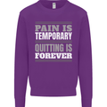 Pain Is Temporary Gym Quote Bodybuilding Kids Sweatshirt Jumper Purple