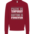 Pain Is Temporary Gym Quote Bodybuilding Kids Sweatshirt Jumper Red