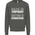 Pain Is Temporary Gym Quote Bodybuilding Kids Sweatshirt Jumper Storm Grey