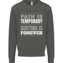 Pain Is Temporary Gym Quote Bodybuilding Kids Sweatshirt Jumper Storm Grey