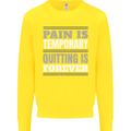 Pain Is Temporary Gym Quote Bodybuilding Kids Sweatshirt Jumper Yellow