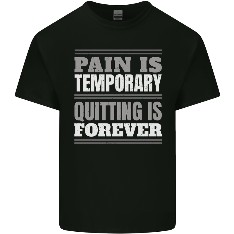 Pain Is Temporary Gym Quote Bodybuilding Kids T-Shirt Childrens Black