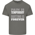 Pain Is Temporary Gym Quote Bodybuilding Kids T-Shirt Childrens Charcoal