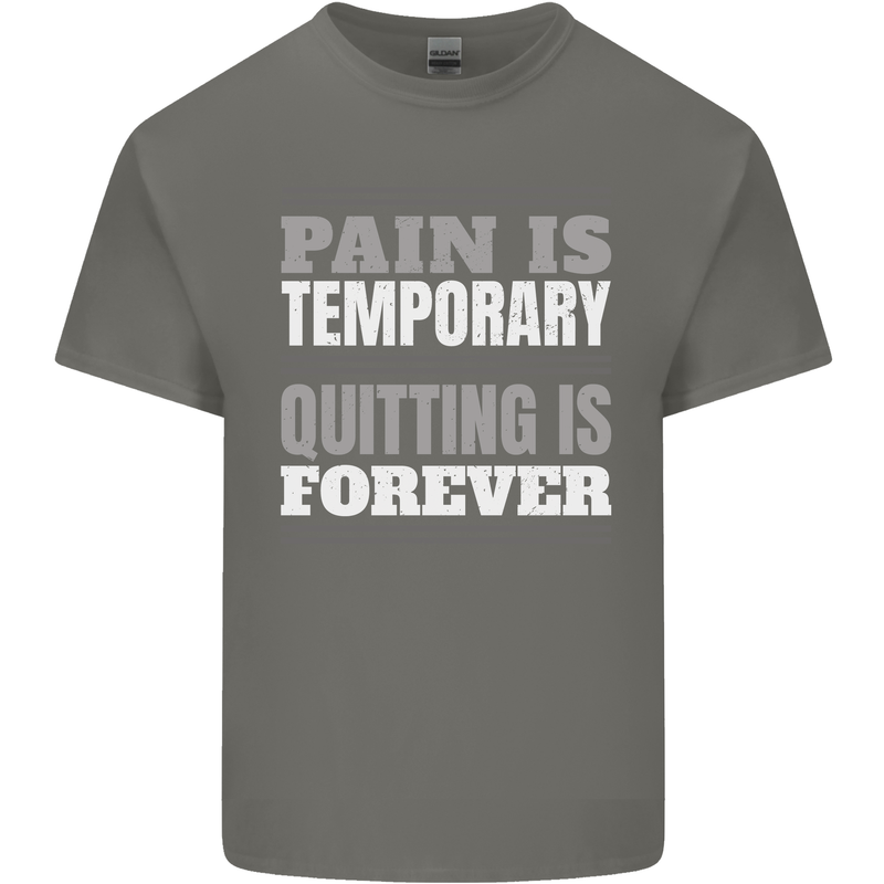 Pain Is Temporary Gym Quote Bodybuilding Kids T-Shirt Childrens Charcoal