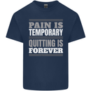 Pain Is Temporary Gym Quote Bodybuilding Kids T-Shirt Childrens Navy Blue
