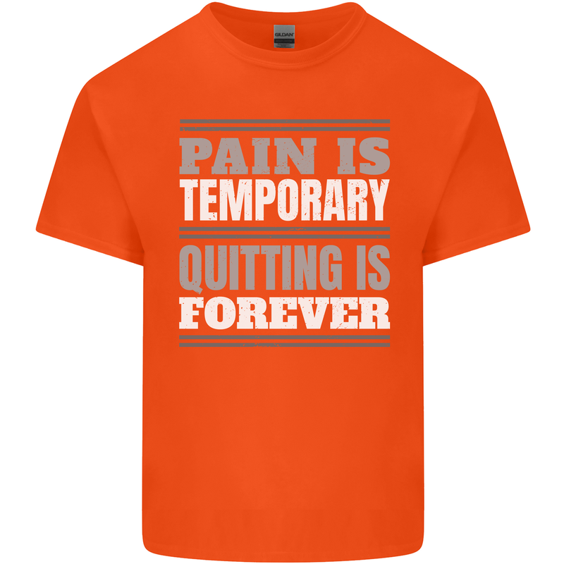 Pain Is Temporary Gym Quote Bodybuilding Kids T-Shirt Childrens Orange