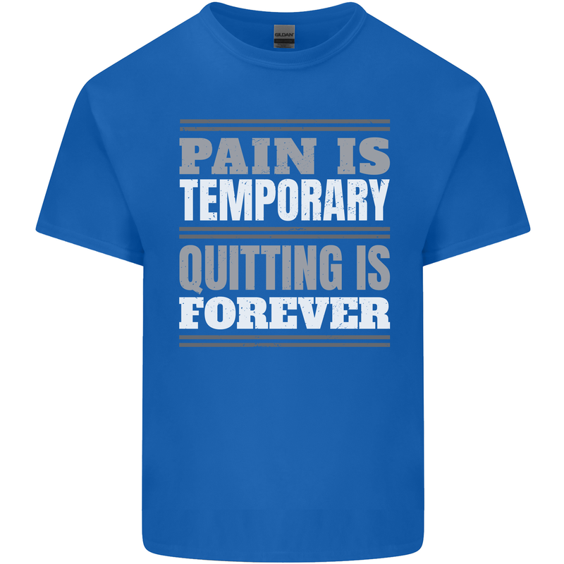 Pain Is Temporary Gym Quote Bodybuilding Kids T-Shirt Childrens Royal Blue