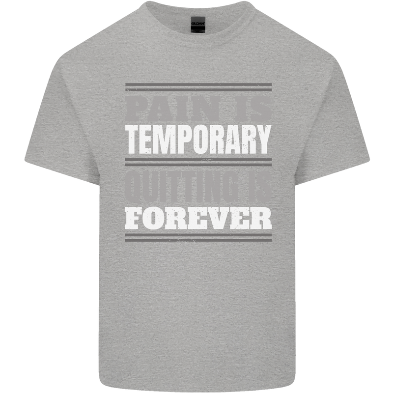 Pain Is Temporary Gym Quote Bodybuilding Kids T-Shirt Childrens Sports Grey