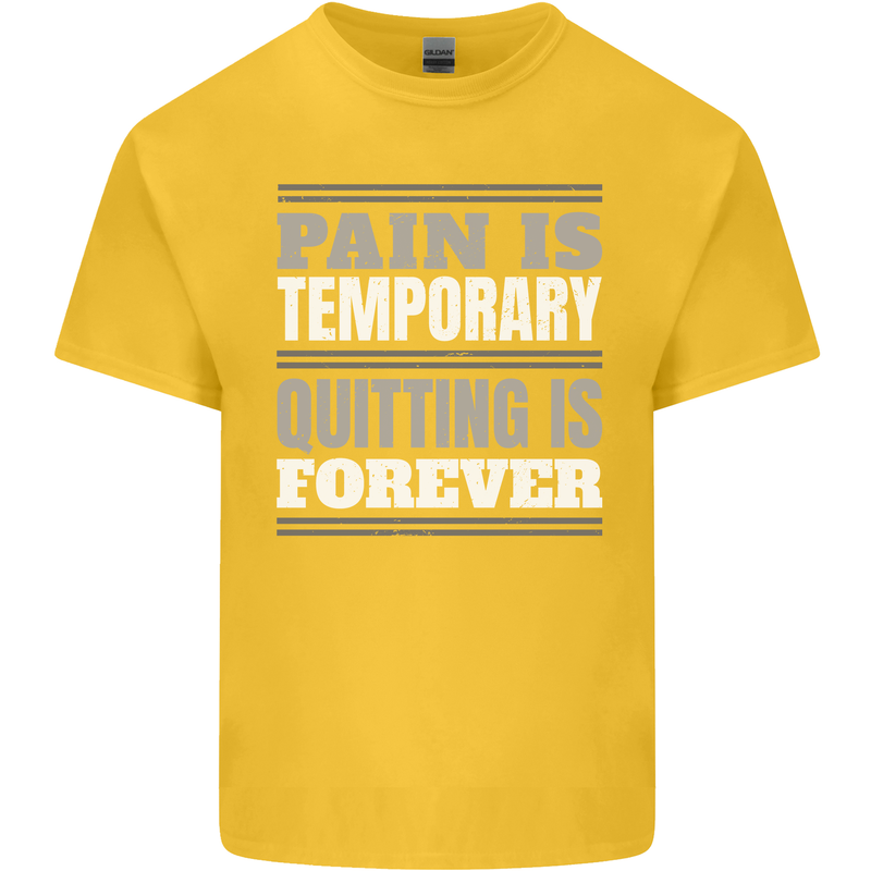 Pain Is Temporary Gym Quote Bodybuilding Kids T-Shirt Childrens Yellow