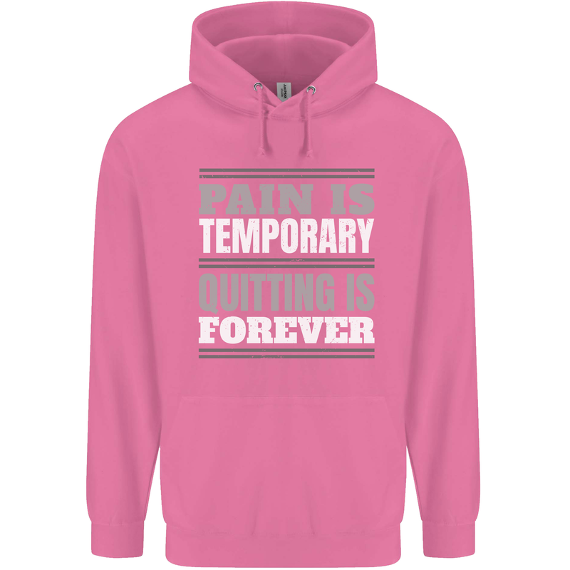 Pain Is Temporary Gym Quote Bodybuilding Mens 80% Cotton Hoodie Azelea