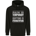Pain Is Temporary Gym Quote Bodybuilding Mens 80% Cotton Hoodie Black