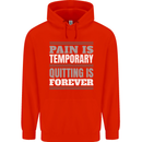 Pain Is Temporary Gym Quote Bodybuilding Mens 80% Cotton Hoodie Bright Red