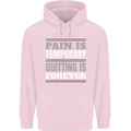 Pain Is Temporary Gym Quote Bodybuilding Mens 80% Cotton Hoodie Light Pink