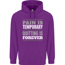 Pain Is Temporary Gym Quote Bodybuilding Mens 80% Cotton Hoodie Purple