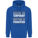 Pain Is Temporary Gym Quote Bodybuilding Mens 80% Cotton Hoodie Royal Blue