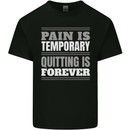 Pain Is Temporary Gym Quote Bodybuilding Mens Cotton T-Shirt Tee Top Black