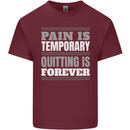 Pain Is Temporary Gym Quote Bodybuilding Mens Cotton T-Shirt Tee Top Maroon