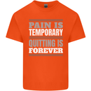 Pain Is Temporary Gym Quote Bodybuilding Mens Cotton T-Shirt Tee Top Orange