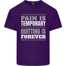 Pain Is Temporary Gym Quote Bodybuilding Mens Cotton T-Shirt Tee Top Purple