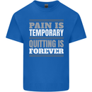 Pain Is Temporary Gym Quote Bodybuilding Mens Cotton T-Shirt Tee Top Royal Blue