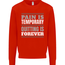 Pain Is Temporary Gym Quote Bodybuilding Mens Sweatshirt Jumper Bright Red