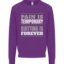 Pain Is Temporary Gym Quote Bodybuilding Mens Sweatshirt Jumper Purple