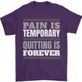 Pain Is Temporary Gym Quote Bodybuilding Mens T-Shirt 100% Cotton Purple