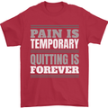 Pain Is Temporary Gym Quote Bodybuilding Mens T-Shirt 100% Cotton Red