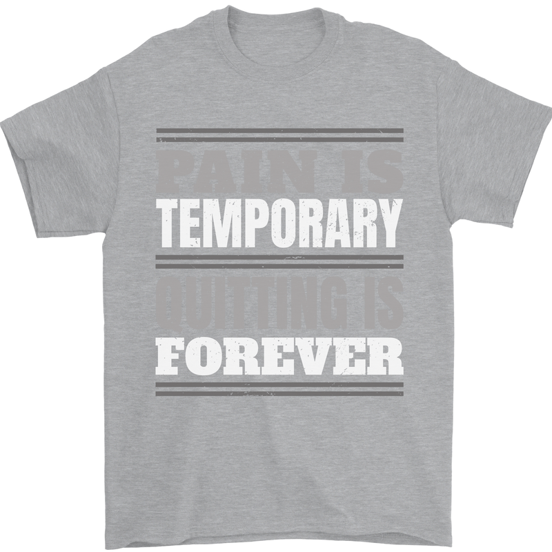 Pain Is Temporary Gym Quote Bodybuilding Mens T-Shirt 100% Cotton Sports Grey