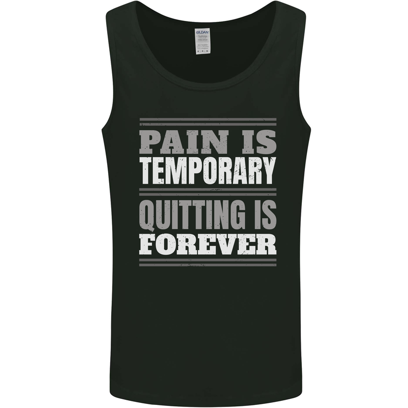 Pain Is Temporary Gym Quote Bodybuilding Mens Vest Tank Top Black