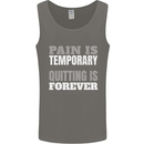 Pain Is Temporary Gym Quote Bodybuilding Mens Vest Tank Top Charcoal
