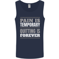 Pain Is Temporary Gym Quote Bodybuilding Mens Vest Tank Top Navy Blue