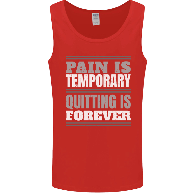 Pain Is Temporary Gym Quote Bodybuilding Mens Vest Tank Top Red