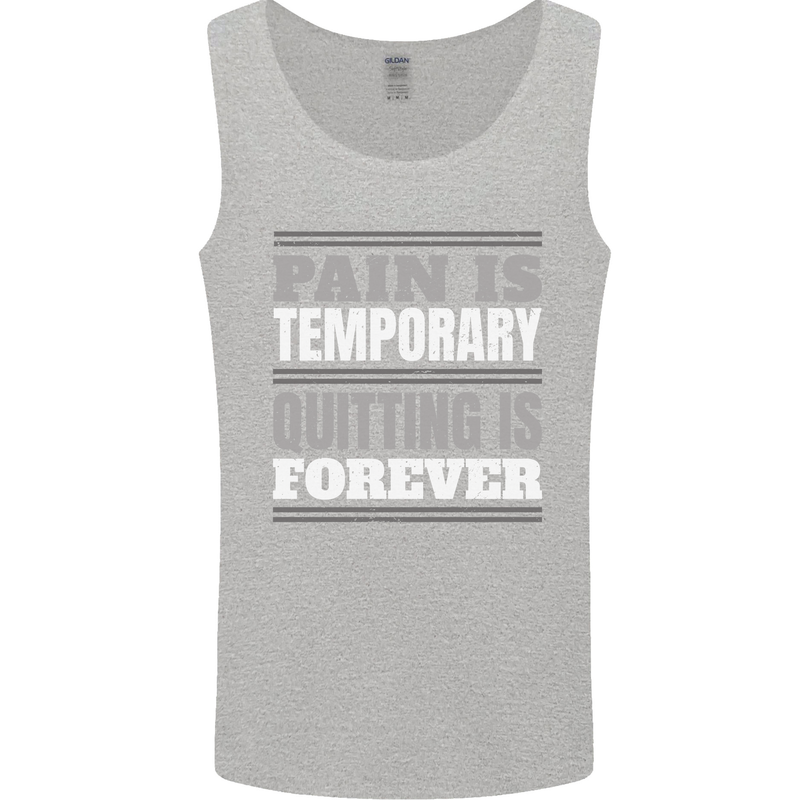 Pain Is Temporary Gym Quote Bodybuilding Mens Vest Tank Top Sports Grey