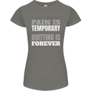 Pain Is Temporary Gym Quote Bodybuilding Womens Petite Cut T-Shirt Charcoal