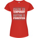 Pain Is Temporary Gym Quote Bodybuilding Womens Petite Cut T-Shirt Red