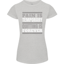 Pain Is Temporary Gym Quote Bodybuilding Womens Petite Cut T-Shirt Sports Grey