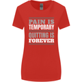 Pain Is Temporary Gym Quote Bodybuilding Womens Wider Cut T-Shirt Red